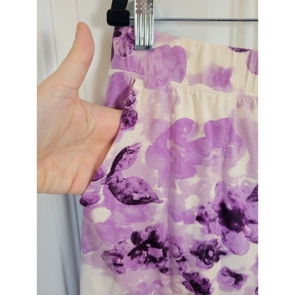 QVC Denim & Co Wide Leg Knit Floral Pull On Pant Size L - Picture 2 of 6